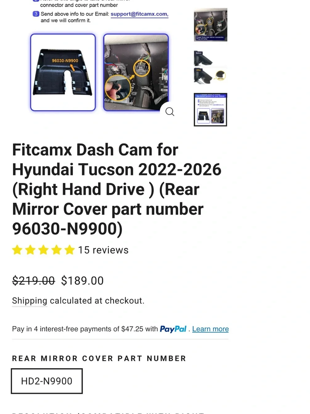 2022-2025 Hyundai Tucson FitcamX Dash camera